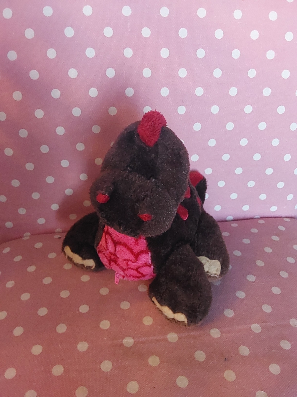 Plush Webkinz Dragon Stuffed Animal - Dark Brown with Pink Accents